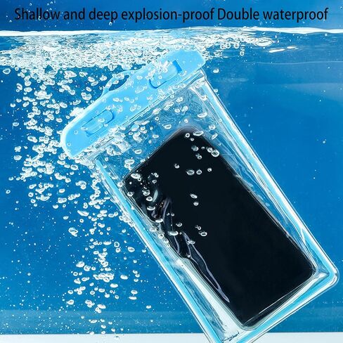 جراب هاتف مقاوم للماء، جراب هاتف مقاوم للماء لهاتف Iphone 14 13 12 11 Pro Max Xs Plus Samsung Galaxy مع جراب صديق للبيئة، حقيبة الهاتف المحمول الجافة أساسيات الشاطئ للسفر البحري - عبوتان - 8.3 بوصة أزرق in Kuwait