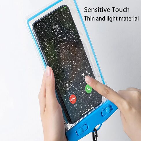 جراب هاتف مقاوم للماء، جراب هاتف مقاوم للماء لهاتف Iphone 14 13 12 11 Pro Max Xs Plus Samsung Galaxy مع جراب صديق للبيئة، حقيبة الهاتف المحمول الجافة أساسيات الشاطئ للسفر البحري - عبوتان - 8.3 بوصة أزرق in Kuwait