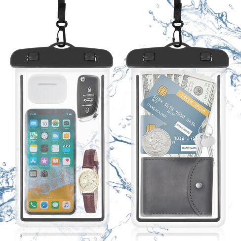 2 Pack Phone Waterproof Case, Water Proof Bags, Waterproof Pouch for Swimming, Phone Protector Waterproof Bag for Vacation Beach Pool Kayak Cruise Travel Essentials Accessories Clear in Saudi Arabia