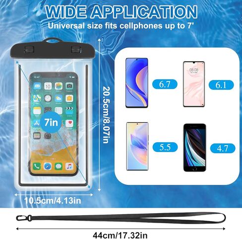 2 Pack Phone Waterproof Case, Water Proof Bags, Waterproof Pouch for Swimming, Phone Protector Waterproof Bag for Vacation Beach Pool Kayak Cruise Travel Essentials Accessories Clear in Saudi Arabia