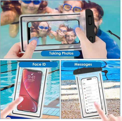 2 Pack Phone Waterproof Case, Water Proof Bags, Waterproof Pouch for Swimming, Phone Protector Waterproof Bag for Vacation Beach Pool Kayak Cruise Travel Essentials Accessories Clear in Saudi Arabia