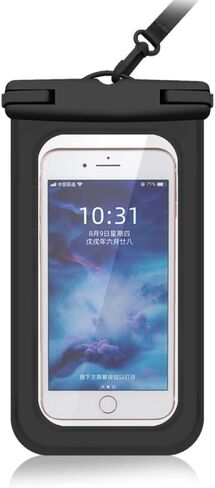 Universal Waterproof Cell Phone Pouch,IPX8.with Lanyard for iPhone Galaxy Suitable for Kayaking Swimming Boating Diving Running and other outdoor sports, Compatible up to 7 inches. (Black) in Saudi Arabia