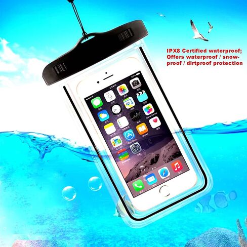 Waterproof Phone Pouch, IPX8 Cellphone Dry Case Bag Compatible with iPhone 11 PRO MAX Xs,XR,XS MAX,X 8,7,6s Plus,SE,Galaxy S9,S8+,s7 Edge LG,Diagonal to 6.3",Snowproof Dirtproofts-Black in Saudi Arabia