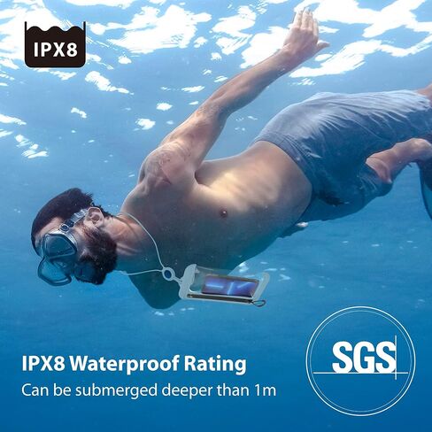 Bone】Waterproof Phone Pouch, IPX9 Waterproof Phone Case for Swimming Dry Bag Underwater with Lanyard for Snorkeling Boating Fishing Compatible with iPhone, Samsung Galaxy Pixel, Lanyard (Red) in Kuwait