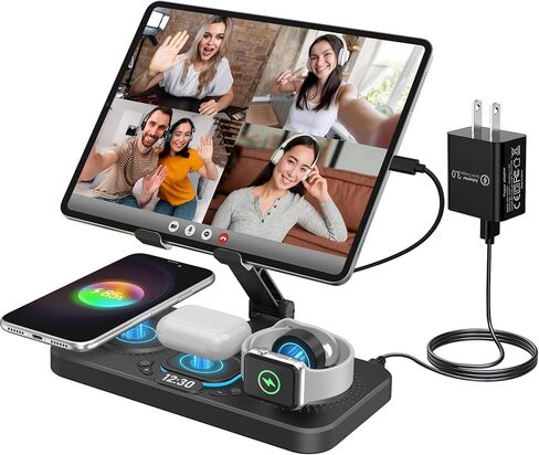 6 in 1 Wireless Charging Station for Apple, 30W Charger for Multiple Devices for iPhone Apple Watch AirPods Charger, iPad Stand Google Pixel Android Charging Stand Dock in Saudi Arabia