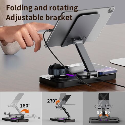 6 in 1 Wireless Charging Station for Apple, 30W Charger for Multiple Devices for iPhone Apple Watch AirPods Charger, iPad Stand Google Pixel Android Charging Stand Dock in Saudi Arabia