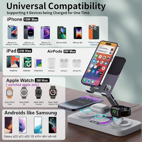 6 in 1 Wireless Charging Station for Apple, 30W Charger for Multiple Devices for iPhone Apple Watch AirPods Charger, iPad Stand Google Pixel Android Charging Stand Dock in Saudi Arabia