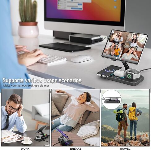 6 in 1 Wireless Charging Station for Apple, 30W Charger for Multiple Devices for iPhone Apple Watch AirPods Charger, iPad Stand Google Pixel Android Charging Stand Dock in Saudi Arabia