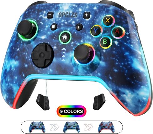 opclzs Switch Controller，Wireless Pro Switch Controller for Nintendo Switch/Lite/OLED/iOS/PC/Android,with LED Light/Programmable,6-Ax Gyro，Hall Trigger and4-Speed Dual Vibration (Heart Blue) in Saudi Arabia