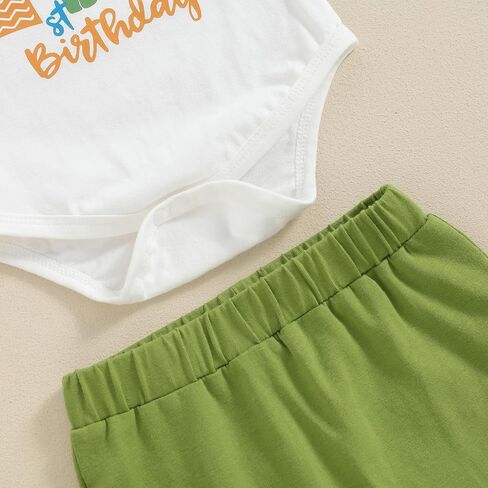 Baby Boy Birthday Outfits Dinosaur Print Short Sleeve Romper and Shorts Set Newborn 1st Birthday Outfits in Saudi Arabia