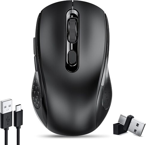 Wireless Mouse for Laptop, 2.4 GHz with USB Receiver Mice for Computer - Rechargeable Portable Silent LED Mouse for MacBook air,pro,iPad,Mac,Chromebook,PC, with USB-C Adapter in Saudi Arabia