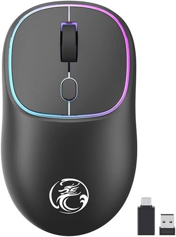Wireless Mouse for Laptop, 2.4 GHz with USB Receiver Mice for Computer - Rechargeable Portable Silent LED Mouse for MacBook air,pro,iPad,Mac,Chromebook,PC, with USB-C Adapter in Saudi Arabia