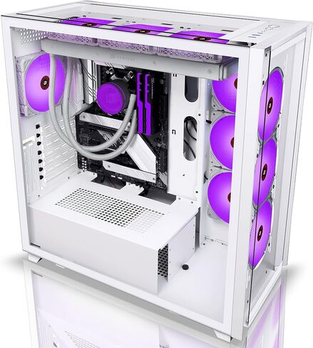 حافظة كمبيوتر KEDIERS Mech - حافظة كمبيوتر ألعاب ATX Tower مع زجاج مقسى (C700 أبيض + 10 مراوح ARGB) in Kuwait