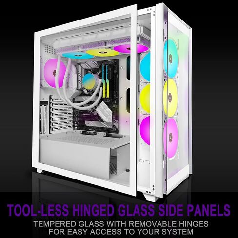 حافظة كمبيوتر KEDIERS Mech - حافظة كمبيوتر ألعاب ATX Tower مع زجاج مقسى (C700 أبيض + 10 مراوح ARGB) in Kuwait