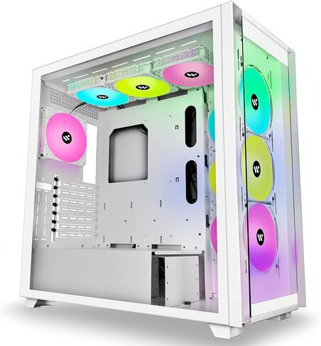 حافظة كمبيوتر KEDIERS Mech - حافظة كمبيوتر ألعاب ATX Tower مع زجاج مقسى (C700 أبيض + 10 مراوح ARGB) in Kuwait