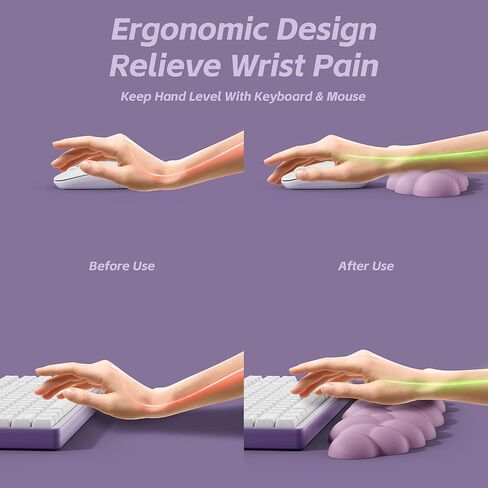 مجموعة مسند المعصم السحابي من الجلد من Mytrix للوحة المفاتيح والماوس، إسفنج مريح ذو ذاكرة مريح مع قاعدة PU غير قابلة للانزلاق، دعم الكوع لتخفيف الآلام، حجم كبير للمكتب، المكتب، الألعاب، وردي in Kuwait
