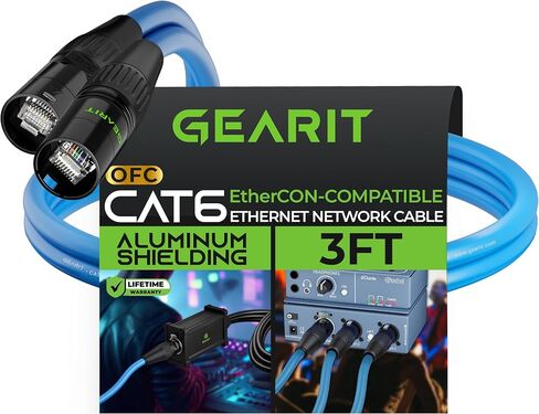 GearIT CAT6 Ethernet Cable, EtherCON-Compatible (100 Feet) RJ45 Connectors for Pro Audio, Aluminum Shielded, Oxygen Free Copper - 3 ft. - Blue in Kuwait