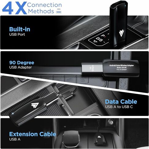 Android Auto Wireless Adapter for Car Android auto Small Car Dongle Easy Plug and Play Setup Converts Wired to Wireless for Factory Wired Android Auto Cars for Android 11+, Deep Black in Kuwait