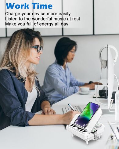 8 in 1 Piano Gifts, 3 in 1 Wireless Charging Station, Bluetooth Speaker with Lights, Piano Playing Key, Speaker for Home/Office/Party/Outdoor, Birthday Gift (Black) in Saudi Arabia