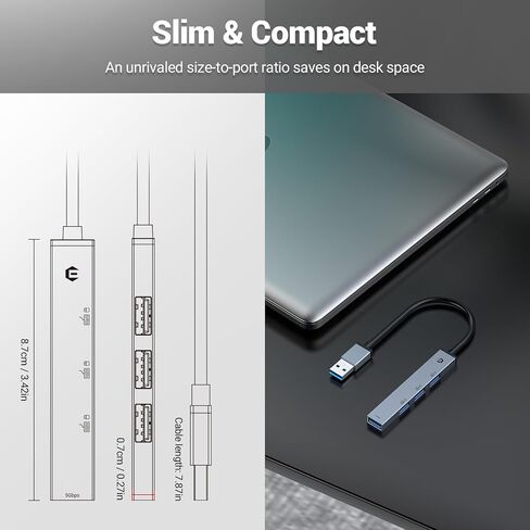 USB C HUB, USB C HUB HUB, USB Adapter HUB, Ultra Slim Portable Data Hub, 4 in 1 USB C HUB with USB 3.0, 3 USB 2.0 Compatible with Windows, macOS, Linux, Chrome OS Systems(Aluminium housing) in Saudi Arabia