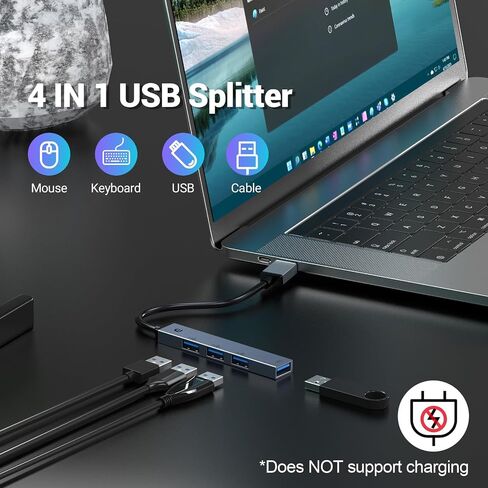 USB C HUB, USB C HUB HUB, USB Adapter HUB, Ultra Slim Portable Data Hub, 4 in 1 USB C HUB with USB 3.0, 3 USB 2.0 Compatible with Windows, macOS, Linux, Chrome OS Systems(Aluminium housing) in Saudi Arabia