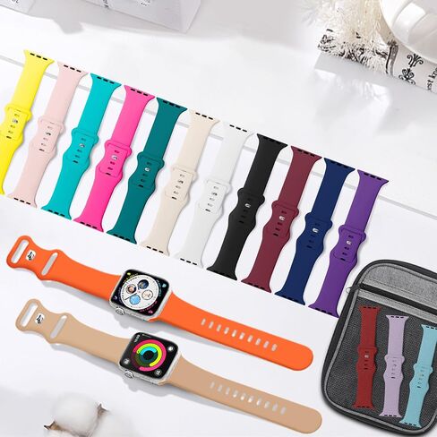 18 Pack Sport Band Compatible with Apple Watch Bands 40mm 41mm 38mm 45mm 44mm 42mm 49mm for Women Men, Soft Silicone iWatch band with Watch Band Storage Case for iWatch Ultra Series 9 8 7 6 5 4 3 2 SE in Kuwait