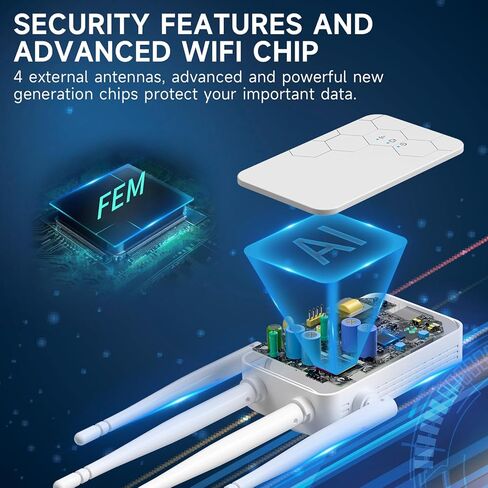 2024 Powerful WiFi Extender Signal Booster, Cover Up to 10,000 sq.ft and 50+ Devices, Wireless Internet Repeater & Signal Amplifier for Home, New Gen 4X Faster, w/Ethernet Port, Easy Setup in Kuwait