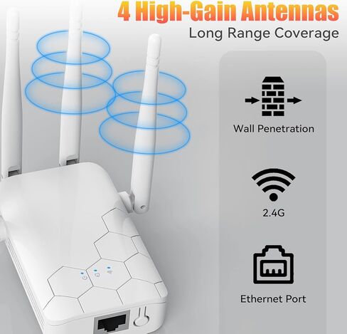 2024 Powerful WiFi Extender Signal Booster, Cover Up to 10,000 sq.ft and 50+ Devices, Wireless Internet Repeater & Signal Amplifier for Home, New Gen 4X Faster, w/Ethernet Port, Easy Setup in Kuwait
