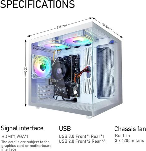Gaming PC AMD Ryzen5 5600G 6Cores 3.9GHz UP to 4.40 GHz Processor, 16GB DDR4 RAM, 1Tb NVMe SSD, AMD Radeon Vega7 Graphics 600W Windows 11 Home WI-FI Gaming Desktop Computer White in Saudi Arabia