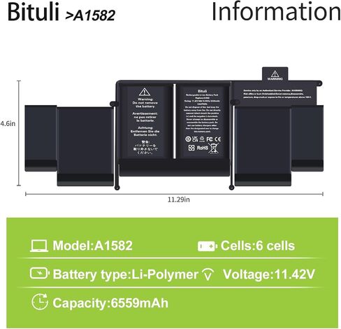 بطارية A1582 A1502، بطارية بديلة للكمبيوتر المحمول A1502 لجهاز MacBook Pro 13 بوصة ريتينا [أوائل 2015، منتصف 2014، أواخر 2013] A1493 - أداء عالي وطول العمر in Saudi Arabia