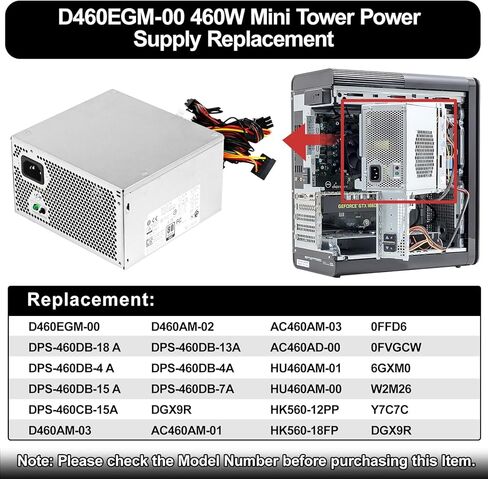 LXun ترقية D460EGM-00 460W مزود الطاقة 0FFD6 HU460AM-01 متوافق مع Dell Precision 3630 T3630 5680 T3640 T3650 Alien-Ware Aurora R7 R6 R5 استبدل DPS-460DB-18 A HK560-12PP مزود الطاقة in Kuwait