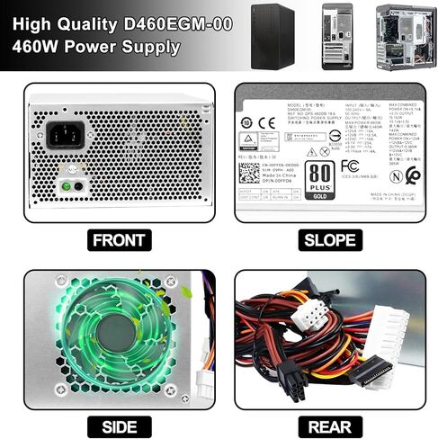 LXun ترقية D460EGM-00 460W مزود الطاقة 0FFD6 HU460AM-01 متوافق مع Dell Precision 3630 T3630 5680 T3640 T3650 Alien-Ware Aurora R7 R6 R5 استبدل DPS-460DB-18 A HK560-12PP مزود الطاقة in Kuwait