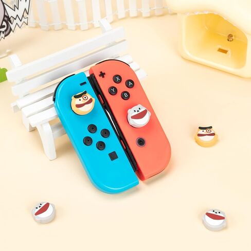 أغطية قبضة الإبهام من Joycon لجهاز Nintendo Switch، غطاء عصا التحكم من السيليكون الناعم متوافق مع وحدة تحكم Nintendo Switch/OLED/Lite، 4 قطع - الكلاب والبوم in Kuwait