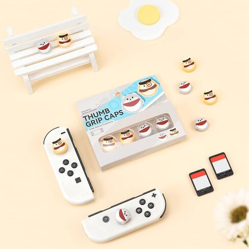 أغطية قبضة الإبهام من Joycon لجهاز Nintendo Switch، غطاء عصا التحكم من السيليكون الناعم متوافق مع وحدة تحكم Nintendo Switch/OLED/Lite، 4 قطع - الكلاب والبوم in Kuwait