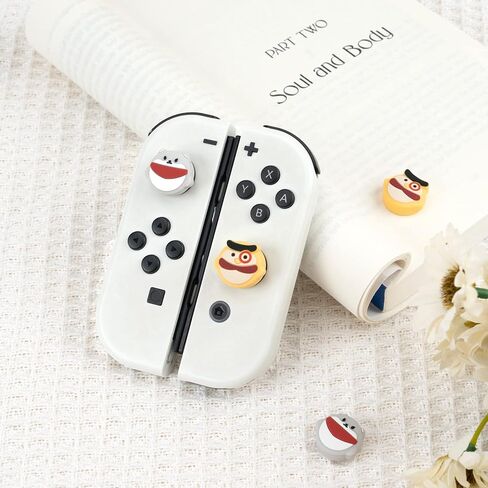 أغطية قبضة الإبهام من Joycon لجهاز Nintendo Switch، غطاء عصا التحكم من السيليكون الناعم متوافق مع وحدة تحكم Nintendo Switch/OLED/Lite، 4 قطع - الكلاب والبوم in Kuwait