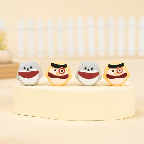 أغطية قبضة الإبهام من Joycon لجهاز Nintendo Switch، غطاء عصا التحكم من السيليكون الناعم متوافق مع وحدة تحكم Nintendo Switch/OLED/Lite، 4 قطع - الكلاب والبوم in Kuwait