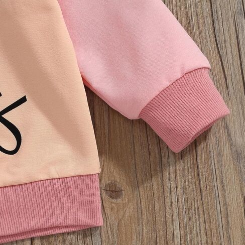 WZTYYDS Toddler Baby Girl Clothes 1T 2T 3T 4T 5T Fall Winter Outfits Contrast Color Long Sleeve Sweatshirt + Pants Sets in Saudi Arabia
