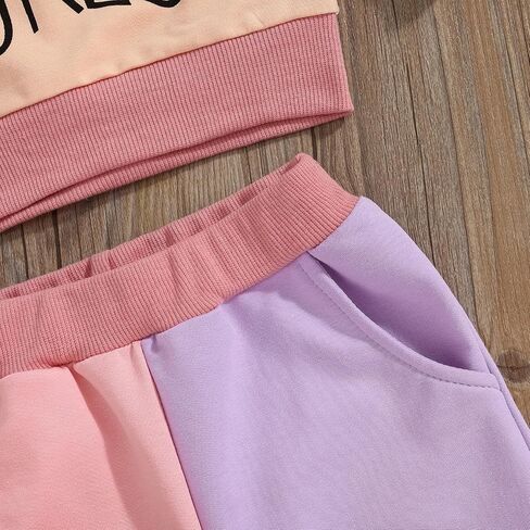 WZTYYDS Toddler Baby Girl Clothes 1T 2T 3T 4T 5T Fall Winter Outfits Contrast Color Long Sleeve Sweatshirt + Pants Sets in Saudi Arabia