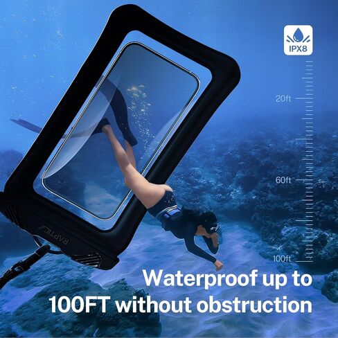RAPTIC IPX8 Waterproof Phone Pouch Floating, [3.0 Olecranon Waterproof Clip], 2 Pack Waterproof Phone Case with Lanyard, Travel Beach Cruise Essentials for iPhone 15 Pro Max 14 13 12/Samsung 24 Black in Saudi Arabia