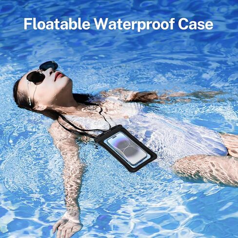 RAPTIC IPX8 Waterproof Phone Pouch Floating, [3.0 Olecranon Waterproof Clip], 2 Pack Waterproof Phone Case with Lanyard, Travel Beach Cruise Essentials for iPhone 15 Pro Max 14 13 12/Samsung 24 Black in Saudi Arabia