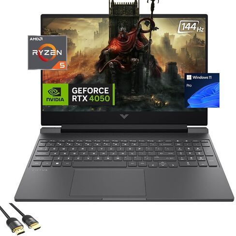 HP Victus Gaming Laptop, 15.6" FHD Display, Ryzen 5-8645HS, GeForce RTX 4050, 16GB DDR5, 1TB PCIe 4.0, WiFi 6, Backlit KB, RJ45, PDG HDMI, Win 11 Pro in Saudi Arabia