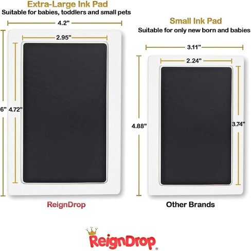 Inkless Large Clean Touch Ink Pad Kit for Baby Footprint, Handprint & Pet Paw Print - No Ink Mess, Baby Safe, One Time Use, Includes 2 Cardstocks (Clean-Touch - Gold) in Saudi Arabia