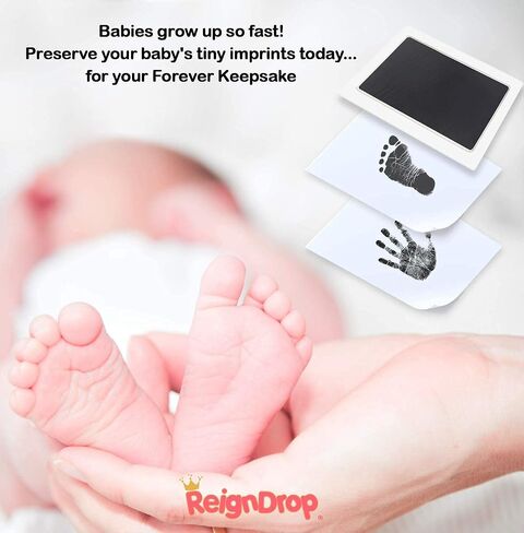 Inkless Large Clean Touch Ink Pad Kit for Baby Footprint, Handprint & Pet Paw Print - No Ink Mess, Baby Safe, One Time Use, Includes 2 Cardstocks (Clean-Touch - Gold) in Saudi Arabia
