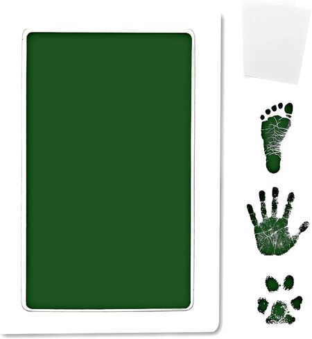 Inkless Large Clean Touch Ink Pad Kit for Baby Footprint, Handprint & Pet Paw Print - No Ink Mess, Baby Safe, One Time Use, Includes 2 Cardstocks (Clean-Touch - Gold) in Saudi Arabia