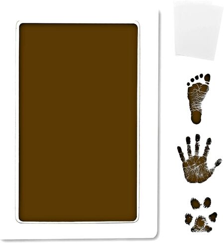 Inkless Large Clean Touch Ink Pad Kit for Baby Footprint, Handprint & Pet Paw Print - No Ink Mess, Baby Safe, One Time Use, Includes 2 Cardstocks (Clean-Touch - Gold) in Saudi Arabia