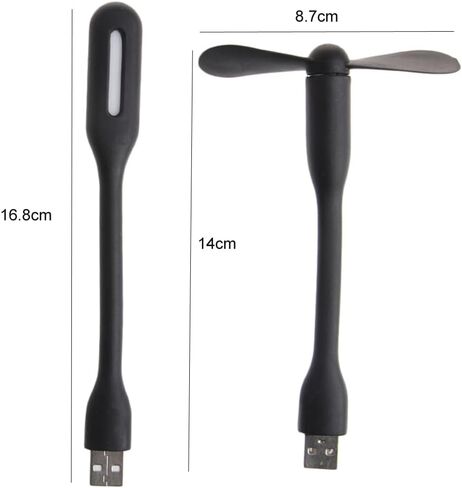 مروحة USB مروحة USB مرنة محمولة صغيرة مروحة USB 5 فولت مع مصابيح إضاءة LED USB لبنك الطاقة والكمبيوتر المحمول والأدوات الصيفية، أسود in Saudi Arabia