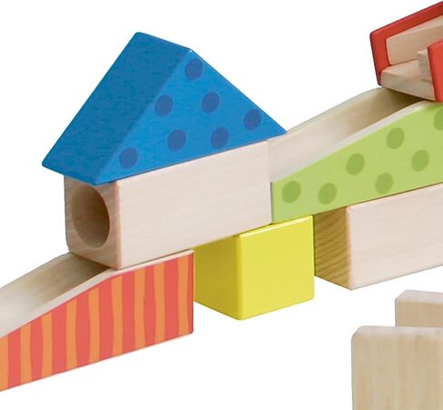 Roba Wooden Marble Run Set - 100 Pieces, 20 Glass Marbles & 80 Building Blocks, Ages 3+ in Saudi Arabia