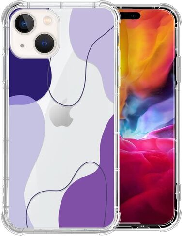 Compatible with iPhone 6 Plus,Blue Wavy Shaped Art Clear Phone Case for Girl Women,Airbag Transparent Slim Soft Bumper Phone Case for iPhone 6 Plus in Saudi Arabia