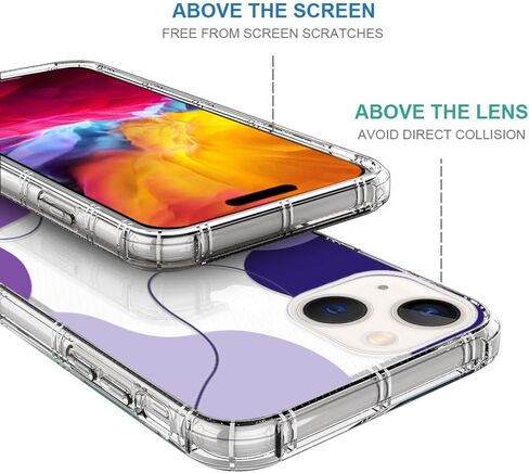 Compatible with iPhone 6 Plus,Blue Wavy Shaped Art Clear Phone Case for Girl Women,Airbag Transparent Slim Soft Bumper Phone Case for iPhone 6 Plus in Saudi Arabia