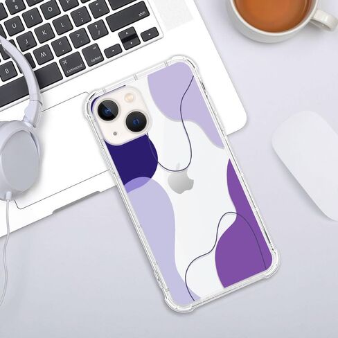 Compatible with iPhone 6 Plus,Blue Wavy Shaped Art Clear Phone Case for Girl Women,Airbag Transparent Slim Soft Bumper Phone Case for iPhone 6 Plus in Saudi Arabia